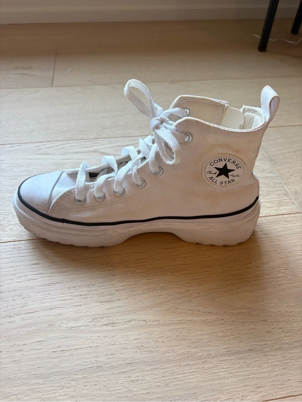 Converse White Kids High-Top Platform Sneakers with Black Trim